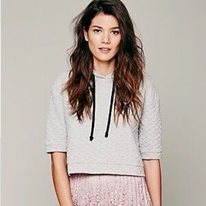Free People Quilted Cropped Hoodie - Size L